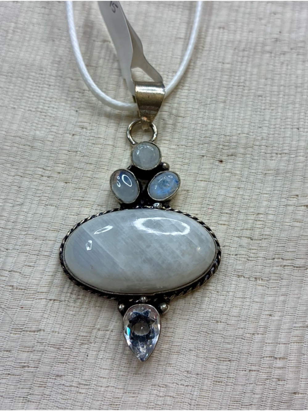 Moonstone & White Topaz Pendant Necklace in White